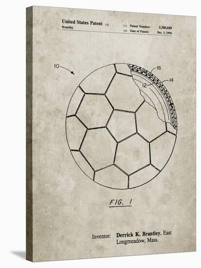 PP1047-Sandstone Soccer Ball Layers Patent Poster-Cole Borders-Stretched Canvas
