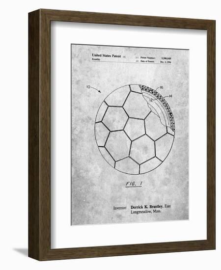 PP1047-Slate Soccer Ball Layers Patent Poster-Cole Borders-Framed Giclee Print