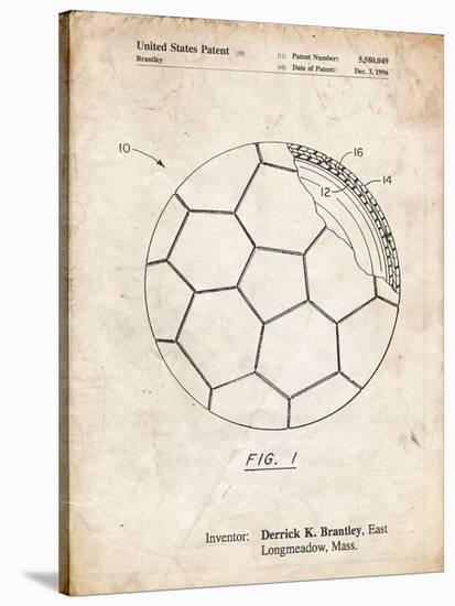 PP1047-Vintage Parchment Soccer Ball Layers Patent Poster-Cole Borders-Stretched Canvas