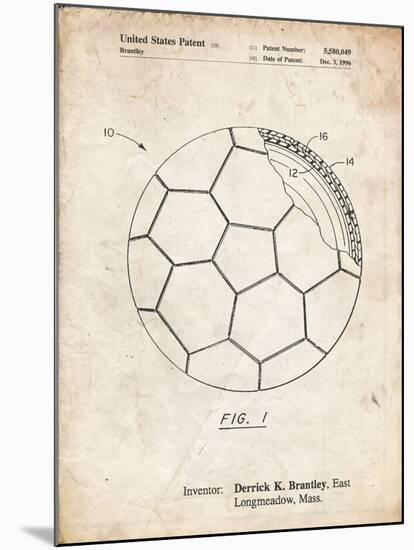 PP1047-Vintage Parchment Soccer Ball Layers Patent Poster-Cole Borders-Mounted Giclee Print