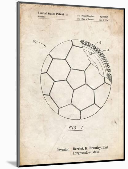 PP1047-Vintage Parchment Soccer Ball Layers Patent Poster-Cole Borders-Mounted Giclee Print