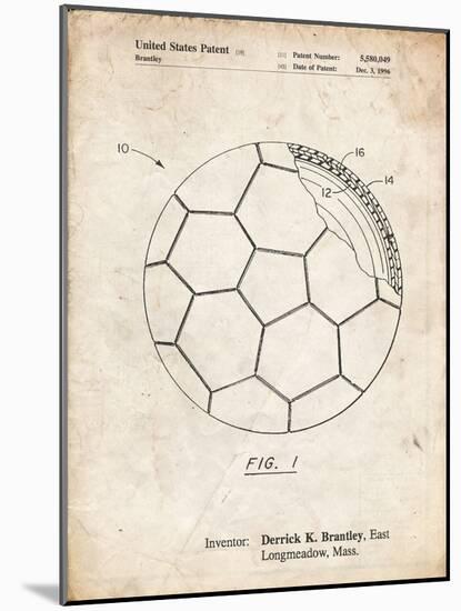 PP1047-Vintage Parchment Soccer Ball Layers Patent Poster-Cole Borders-Mounted Giclee Print