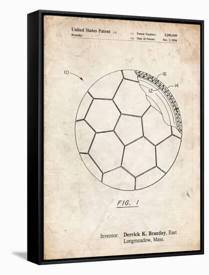 PP1047-Vintage Parchment Soccer Ball Layers Patent Poster-Cole Borders-Framed Stretched Canvas