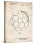 PP1047-Vintage Parchment Soccer Ball Layers Patent Poster-Cole Borders-Stretched Canvas