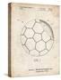 PP1047-Vintage Parchment Soccer Ball Layers Patent Poster-Cole Borders-Stretched Canvas