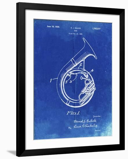 PP1049-Faded Blueprint Sousaphone Patent Poster-Cole Borders-Framed Giclee Print