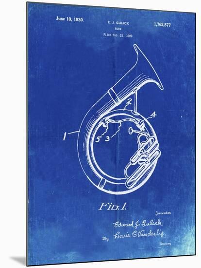 PP1049-Faded Blueprint Sousaphone Patent Poster-Cole Borders-Mounted Giclee Print