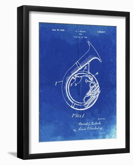 PP1049-Faded Blueprint Sousaphone Patent Poster-Cole Borders-Framed Giclee Print