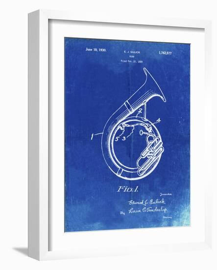 PP1049-Faded Blueprint Sousaphone Patent Poster-Cole Borders-Framed Giclee Print