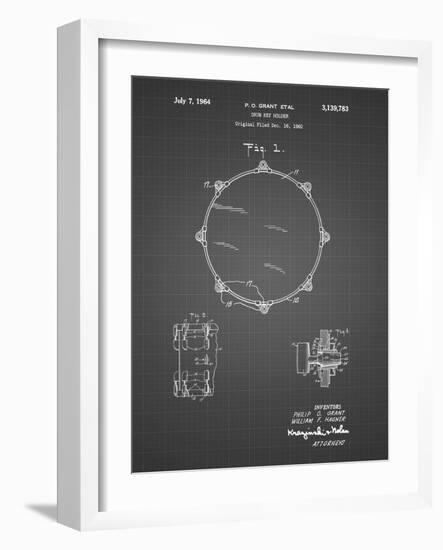 PP105-Black Grid Drum Key Holder Patent Poster-Cole Borders-Framed Giclee Print