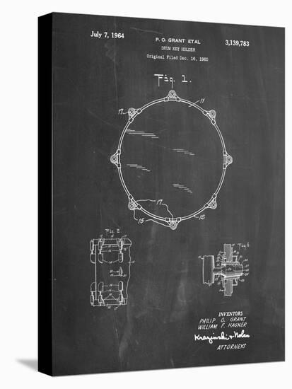 PP105-Chalkboard Drum Key Holder Patent Poster-Cole Borders-Stretched Canvas