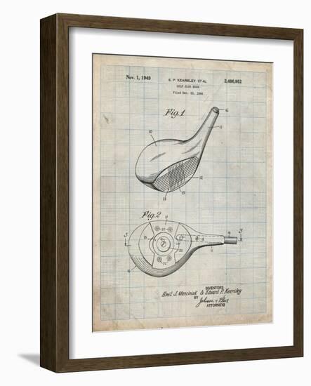 PP1050-Antique Grid Parchment Spalding Golf Driver Patent Poster-Cole Borders-Framed Giclee Print