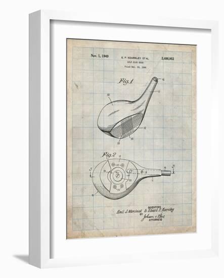 PP1050-Antique Grid Parchment Spalding Golf Driver Patent Poster-Cole Borders-Framed Giclee Print