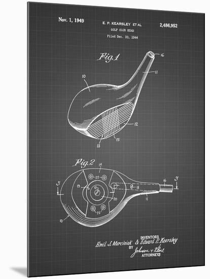 PP1050-Black Grid Spalding Golf Driver Patent Poster-Cole Borders-Mounted Giclee Print