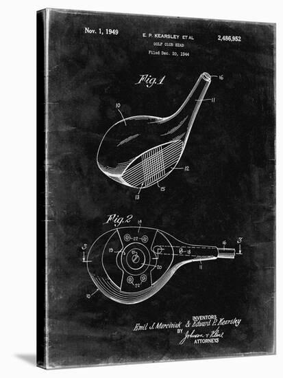 PP1050-Black Grunge Spalding Golf Driver Patent Poster-Cole Borders-Stretched Canvas