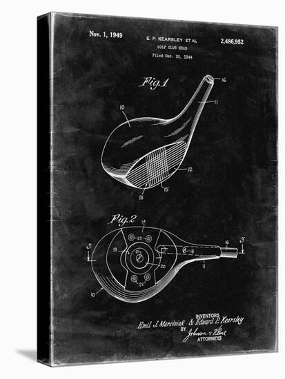 PP1050-Black Grunge Spalding Golf Driver Patent Poster-Cole Borders-Stretched Canvas