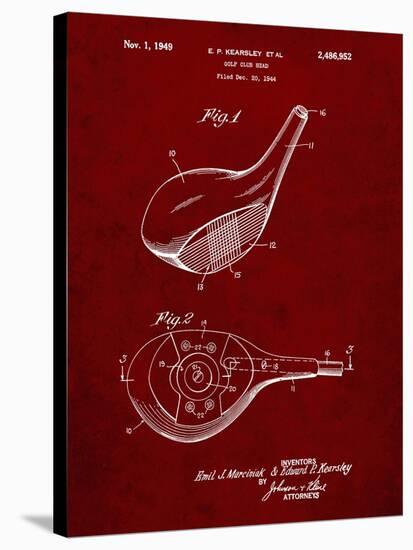 PP1050-Burgundy Spalding Golf Driver Patent Poster-Cole Borders-Stretched Canvas