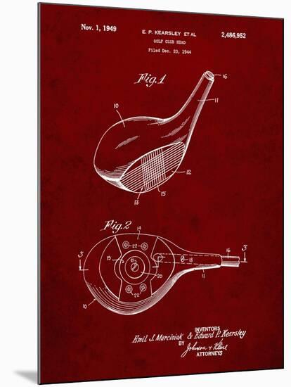 PP1050-Burgundy Spalding Golf Driver Patent Poster-Cole Borders-Mounted Giclee Print