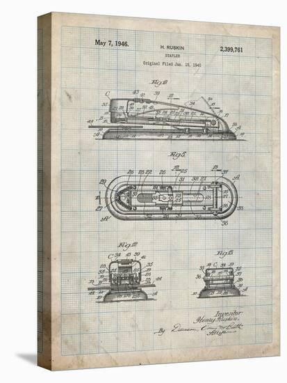 PP1052-Antique Grid Parchment Stapler Patent Poster-Cole Borders-Stretched Canvas