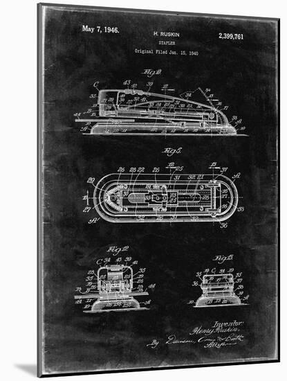 PP1052-Black Grunge Stapler Patent Poster-Cole Borders-Mounted Giclee Print