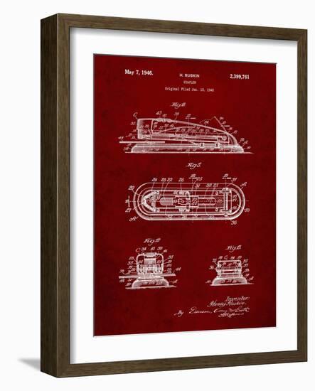 PP1052-Burgundy Stapler Patent Poster-Cole Borders-Framed Giclee Print