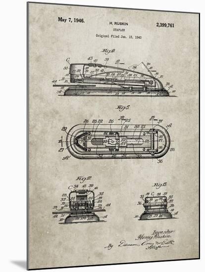 PP1052-Sandstone Stapler Patent Poster-Cole Borders-Mounted Giclee Print