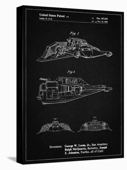 PP1057-Vintage Black Star Wars Snowspeeder Poster-Cole Borders-Stretched Canvas