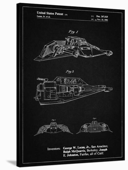 PP1057-Vintage Black Star Wars Snowspeeder Poster-Cole Borders-Stretched Canvas