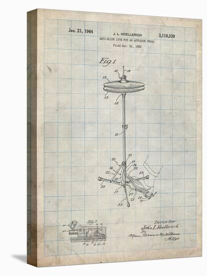 PP106-Antique Grid Parchment Hi Hat Cymbal Stand and Pedal Patent Poster-Cole Borders-Stretched Canvas