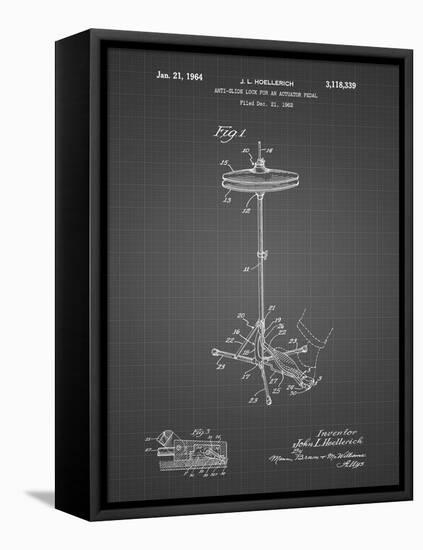 PP106-Black Grid Hi Hat Cymbal Stand and Pedal Patent Poster-Cole Borders-Framed Stretched Canvas