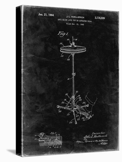 PP106-Black Grunge Hi Hat Cymbal Stand and Pedal Patent Poster-Cole Borders-Stretched Canvas