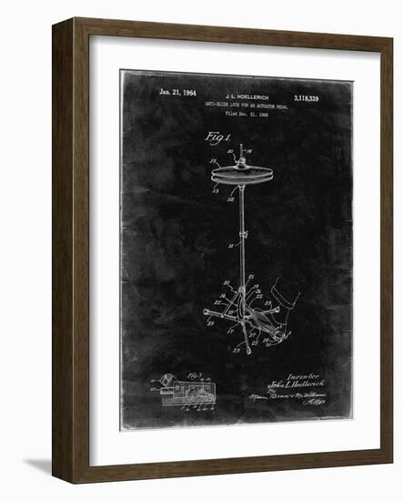 PP106-Black Grunge Hi Hat Cymbal Stand and Pedal Patent Poster-Cole Borders-Framed Giclee Print