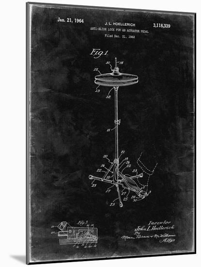 PP106-Black Grunge Hi Hat Cymbal Stand and Pedal Patent Poster-Cole Borders-Mounted Giclee Print