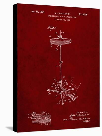 PP106-Burgundy Hi Hat Cymbal Stand and Pedal Patent Poster-Cole Borders-Stretched Canvas
