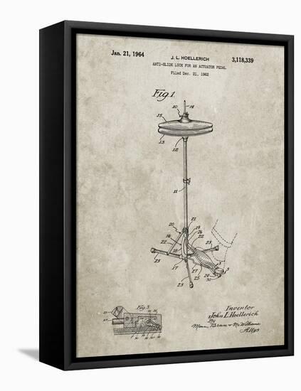 PP106-Sandstone Hi Hat Cymbal Stand and Pedal Patent Poster-Cole Borders-Framed Stretched Canvas