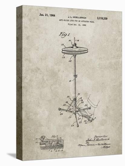 PP106-Sandstone Hi Hat Cymbal Stand and Pedal Patent Poster-Cole Borders-Stretched Canvas