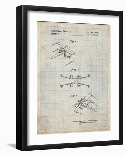 PP1060-Antique Grid Parchment Star Wars X Wing Starfighter Star Wars Poster-Cole Borders-Framed Giclee Print