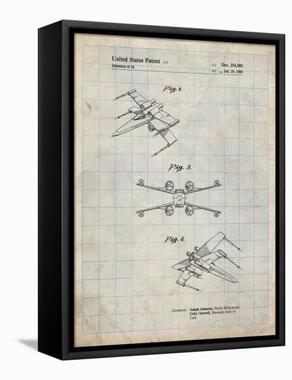 PP1060-Antique Grid Parchment Star Wars X Wing Starfighter Star Wars Poster-Cole Borders-Framed Stretched Canvas