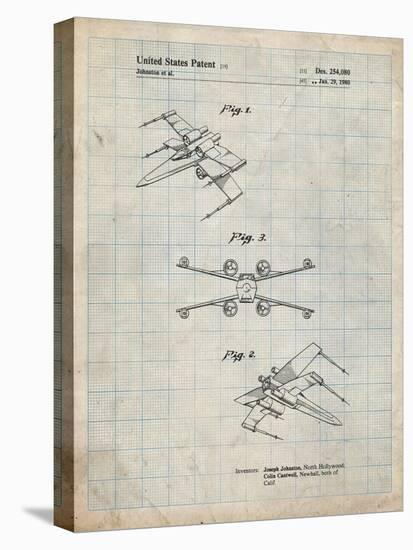 PP1060-Antique Grid Parchment Star Wars X Wing Starfighter Star Wars Poster-Cole Borders-Stretched Canvas