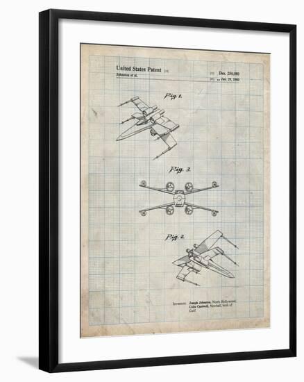 PP1060-Antique Grid Parchment Star Wars X Wing Starfighter Star Wars Poster-Cole Borders-Framed Giclee Print