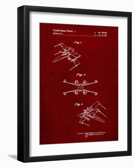 PP1060-Burgundy Star Wars X Wing Starfighter Star Wars Poster-Cole Borders-Framed Giclee Print