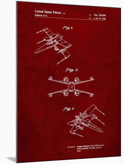 PP1060-Burgundy Star Wars X Wing Starfighter Star Wars Poster-Cole Borders-Mounted Giclee Print