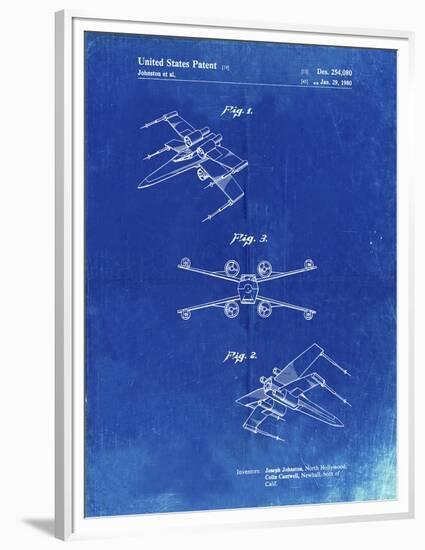 PP1060-Faded Blueprint Star Wars X Wing Starfighter Star Wars Poster-Cole Borders-Framed Premium Giclee Print