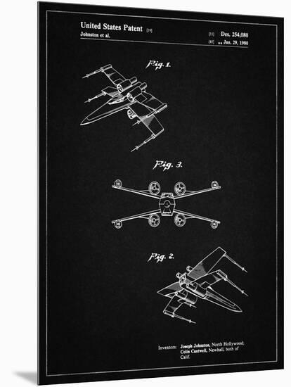 PP1060-Vintage Black Star Wars X Wing Starfighter Star Wars Poster-Cole Borders-Mounted Giclee Print
