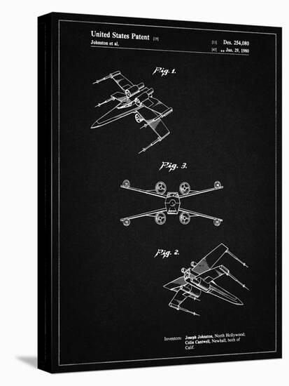 PP1060-Vintage Black Star Wars X Wing Starfighter Star Wars Poster-Cole Borders-Stretched Canvas