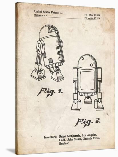 PP1063-Vintage Parchment Starwars r2d2 Patent Art-Cole Borders-Stretched Canvas