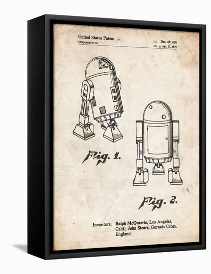 PP1063-Vintage Parchment Starwars r2d2 Patent Art-Cole Borders-Framed Stretched Canvas