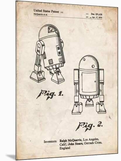 PP1063-Vintage Parchment Starwars r2d2 Patent Art-Cole Borders-Mounted Premium Giclee Print