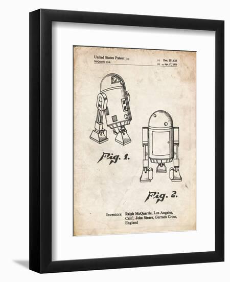 PP1063-Vintage Parchment Starwars r2d2 Patent Art-Cole Borders-Framed Premium Giclee Print