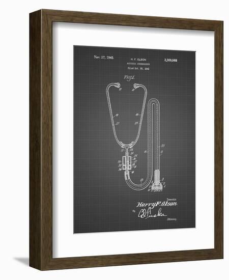 PP1066-Black Grid Stethoscope Patent Poster-Cole Borders-Framed Giclee Print